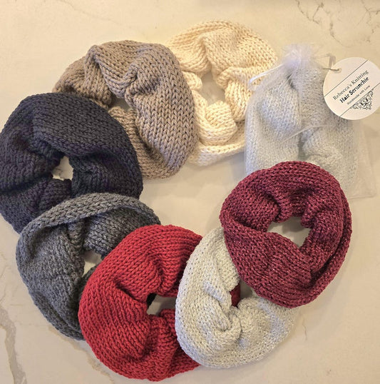 MORE COLORS - Large Wool Hair Chignon Scrunchie - Red, Natural, Brown. Black, Gray, White